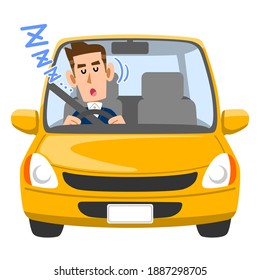 Male driver dozing while driving