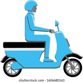 Male driver on scooter motorcycle vector icon