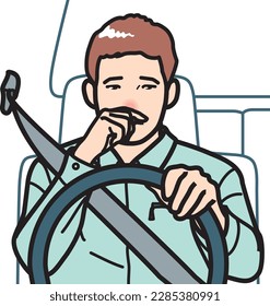 Male driver with rhinitis driving.