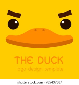 male  duck Flat creative logo  on yellow background vector illustration