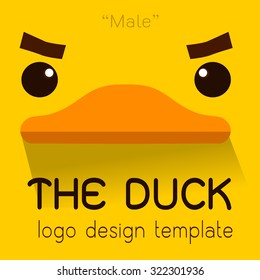 Male duck Flat logo  on yellow background