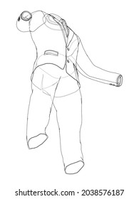 Male elegant suit. Vector rendering of 3d. Wire-frame style. Orthography or isometric