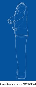 Male elegant suit. Vector rendering of 3d. Wire-frame style