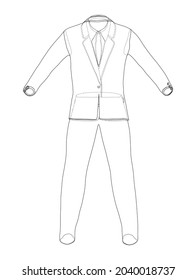 Male elegant suit. Vector rendering of 3d. Wire-frame style