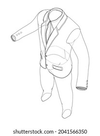 Traje elegante masculino. Representación vectorial de 3d. Estilo de trama