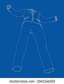 Traje elegante masculino. Representación vectorial de 3d. Estilo de trama