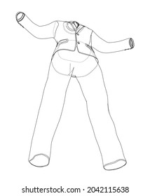 Traje elegante masculino. Representación vectorial de 3d. Estilo de trama