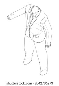 Male elegant suit. Vector rendering of 3d. Wire-frame style. Orthography or isometric