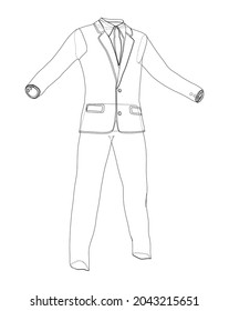 Traje elegante masculino. Representación vectorial de 3d. Estilo de trama