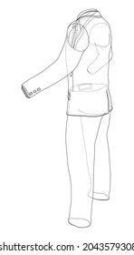 Traje elegante masculino. Representación vectorial de 3d. Estilo de trama