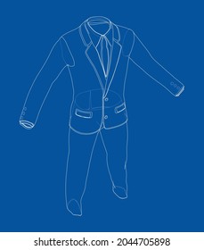 Male elegant suit. Vector rendering of 3d. Wire-frame style