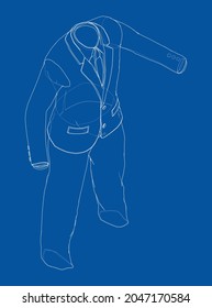 Male elegant suit. Vector rendering of 3d. Wire-frame style. Orthography or isometric