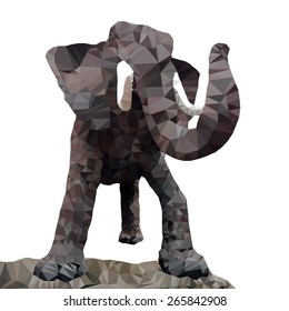 A male elephant, low poly vector illustration.
