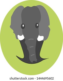 Male Elephant Standing On Green Background Vector