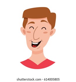  Male emoji cartoon character. Flat style emotion young men avatar. Colorful vector illustration of isolated guy face with happy
 expression.