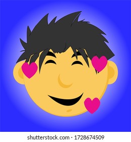 Male emoji character with an expression of admiration from someone