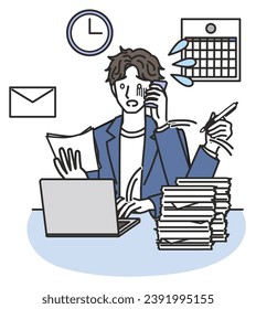 Male employee busy with work