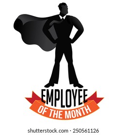 Male employee of the month isolated on white EPS 10 vector royalty free stock illustration perfect for promotion, ads, marketing, poster, motivation, awards, meetings, infographic, trade show