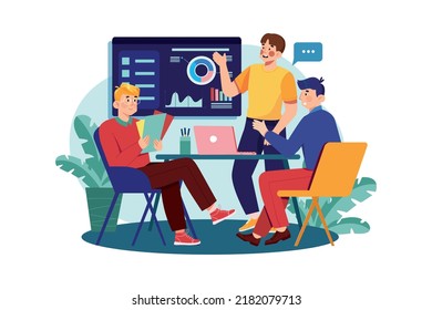 Male employee presenting business plan