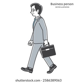 A male employee wearing glasses commuting