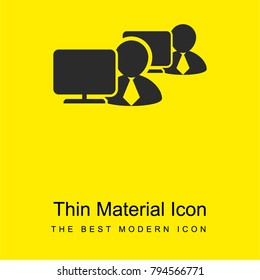 Male employees in front of computers bright yellow material minimal icon or logo design