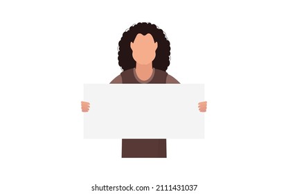 Hombre con pancarta vacía. El tipo está protestando. Ilustración del vector