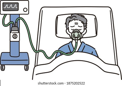 Male end-stage patient with ventilator