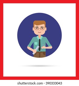 Male engineer with compasses and ruler