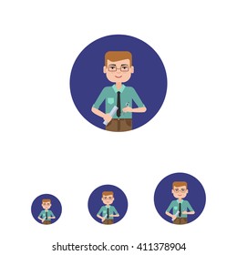 Male engineer with compasses and ruler