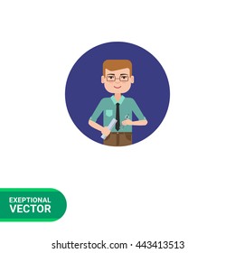 Male engineer with compasses and ruler