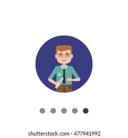 Male engineer with compasses and ruler