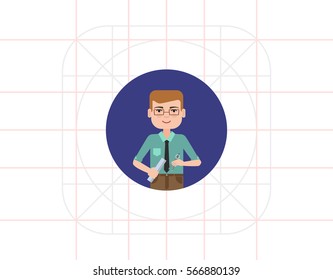 Male engineer with compasses and ruler