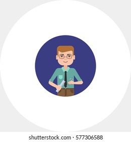 Male engineer with compasses and ruler