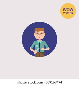 Male engineer with compasses and ruler