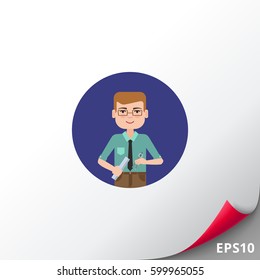 Male engineer with compasses and ruler