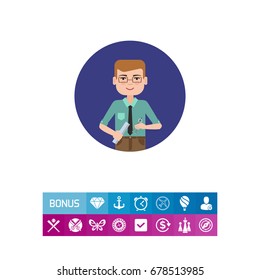 Male engineer with compasses and ruler