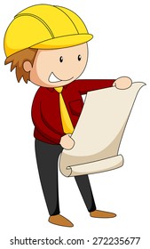 Male engineer reading blue print