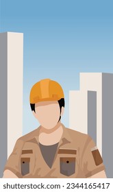 Male engineer standing in front of the building