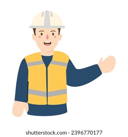 male Engineer Wearing Hard Hat And Yellow Vest
