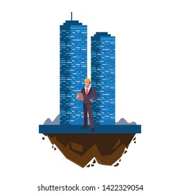 male engineer worker with building