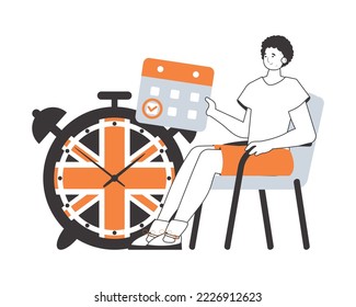 Male English teacher. The concept of learning a foreign language. Lineart style. Isolated, vector illustration.