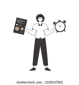 Male English teacher. The concept of learning a foreign language. Lineart modern style. Isolated, vector illustration.