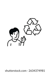 
male environmental activist, doodle vector illustration