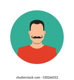 Male face avatar on white background. Flat cartoon style. Vector illustration.