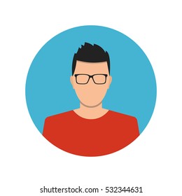 Male face avatar on white background. Flat cartoon style. Vector illustration.