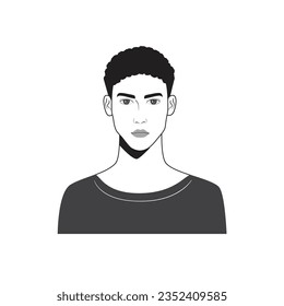 Male face avatar portraits vector illustration with a simple design in black and white style. You can use it for any project, and it's easy to edit color.