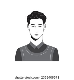 Male face avatar portraits vector illustration with a simple design in black and white style. You can use it for any project, and it's easy to edit color.