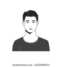 Male face avatar portraits vector illustration with a simple design in black and white style. You can use it for any project, and it's easy to edit color.
