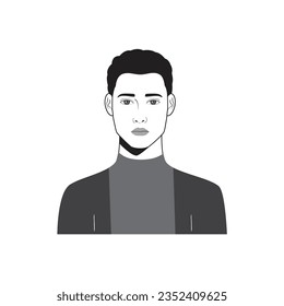 Male face avatar portraits vector illustration with a simple design in black and white style. You can use it for any project, and it's easy to edit color.