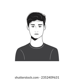 Male face avatar portraits vector illustration with a simple design in black and white style. You can use it for any project, and it's easy to edit color.